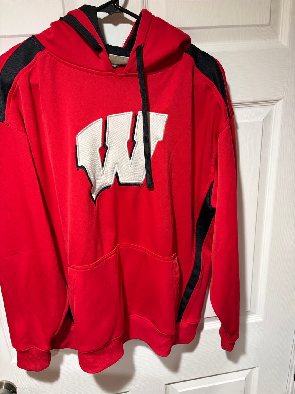 Pro Edge Red Wisconsin Hooded Pullover Hoodie